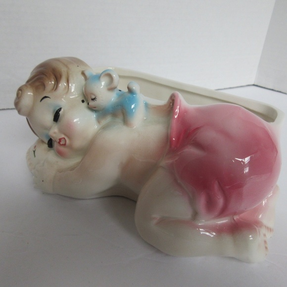 Ruben Other - Flower Planter Ruben #679 Sleeping Baby Vintage Ceramic